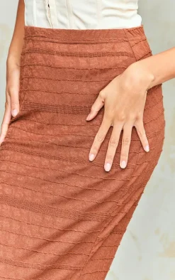 Chocolate Sheer Textured Split Back Maxi Skirt