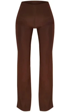 Chocolate Slinky High Waisted Wide Leg Pants