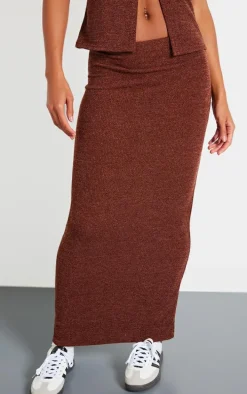 Chocolate Soft Rib Maxi Skirt
