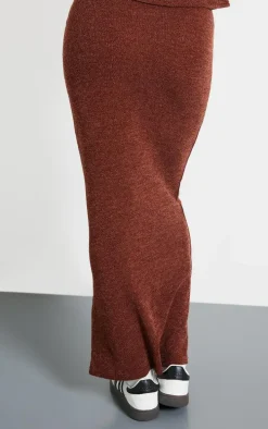 Chocolate Soft Rib Maxi Skirt