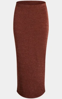 Chocolate Soft Rib Maxi Skirt