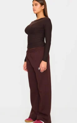 Chocolate Soft Touch Boatneck Long Sleeve Top