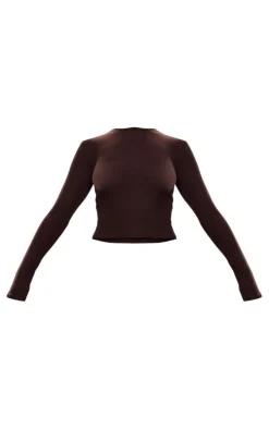 Chocolate Soft Touch Longline Sleeve Top