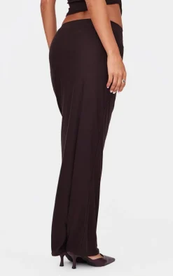 Chocolate Soft Touch Ruched Maxi Skirt
