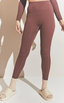 Chocolate Structured Snatched Rib Leggings