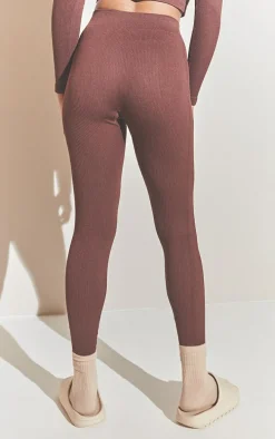 Chocolate Structured Snatched Rib Leggings