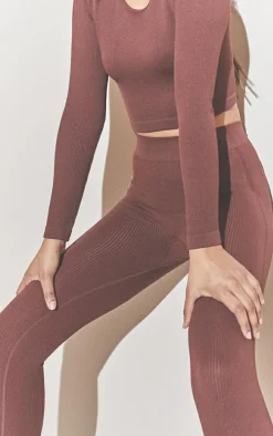 Chocolate Structured Snatched Rib Leggings