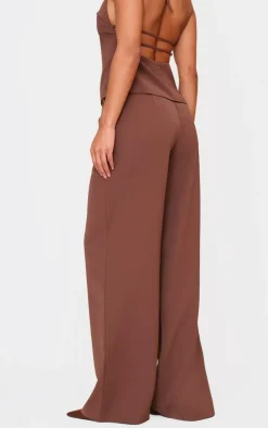 Chocolate Tailored Woven High Waist Wide Leg Pants