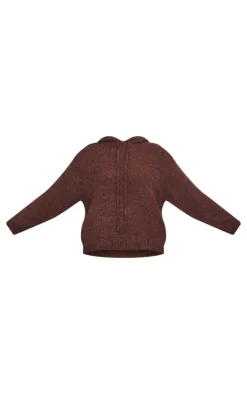 Chocolate Textured Bobble Knit Hoodie