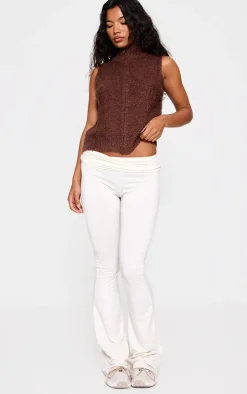 Chocolate Textured Bobble Knit Zip Up Vest