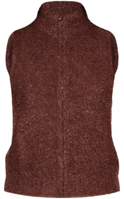 Chocolate Textured Bobble Knit Zip Up Vest