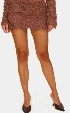 Chocolate Textured Fold Over Micro Mini Skirt