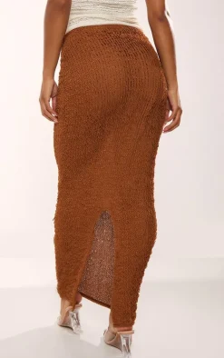Chocolate Textured Jersey Maxi Skirt