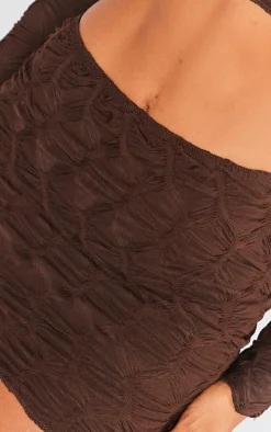 Chocolate Textured Jersey Low Rise Micro Mini Skirt