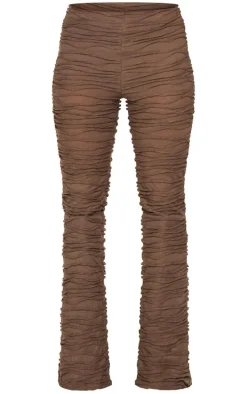 Chocolate Textured Jersey Straight Leg Pants