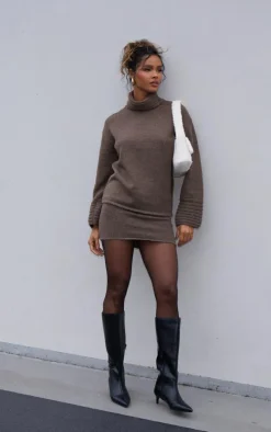 Chocolate Textured Knit Mini Skirt