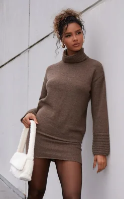 Chocolate Textured Knit Mini Skirt