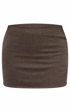 Chocolate Textured Knit Mini Skirt