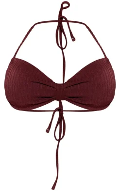 Chocolate Textured Knot Bandeau Bikini Top