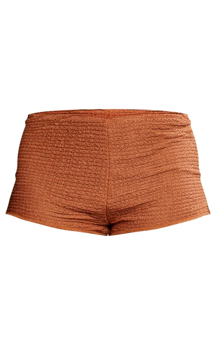 Chocolate Textured Low Rise Hot Pants