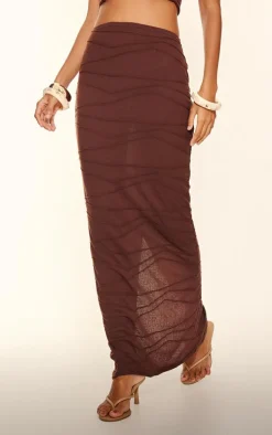 Chocolate Textured Maxi Skirt