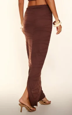 Chocolate Textured Maxi Skirt