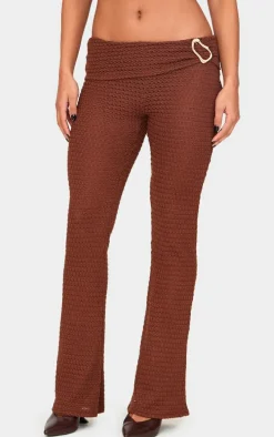 Chocolate Textured Trim Detail Low Rise Skinny Flares