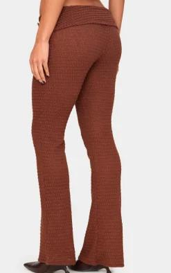 Chocolate Textured Trim Detail Low Rise Skinny Flares