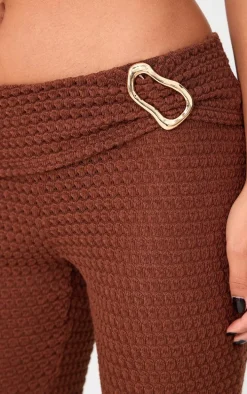 Chocolate Textured Trim Detail Low Rise Skinny Flares