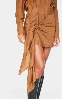 Chocolate Tie Detail Shirt Dress