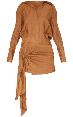 Chocolate Tie Detail Shirt Dress