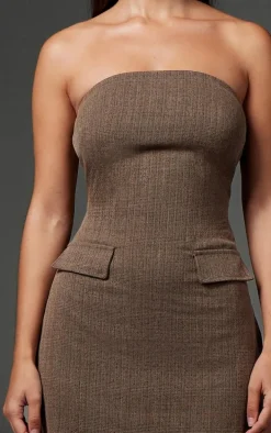 Chocolate Twill Bandeau Shift Dress