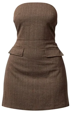 Chocolate Twill Bandeau Shift Dress