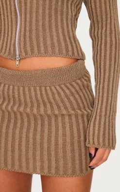 Chocolate Two Tone Knitted Mini Skirt
