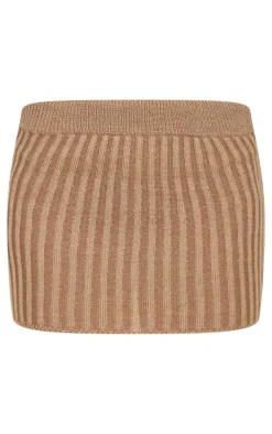 Chocolate Two Tone Knitted Mini Skirt