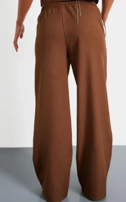 Chocolate Woven Mid Rise Wide Leg Pants