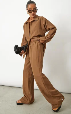 Chocolate Woven Oversized Wide Leg Pants