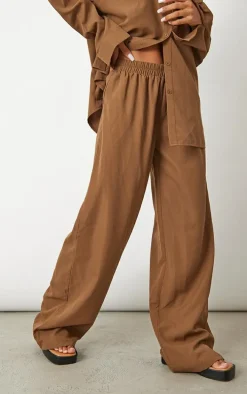 Chocolate Woven Oversized Wide Leg Pants