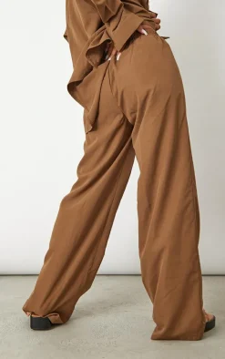 Chocolate Woven Oversized Wide Leg Pants