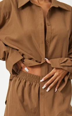 Chocolate Woven Oversized Wide Leg Pants