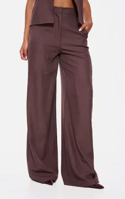 Chocolate Woven Straight Leg Pants