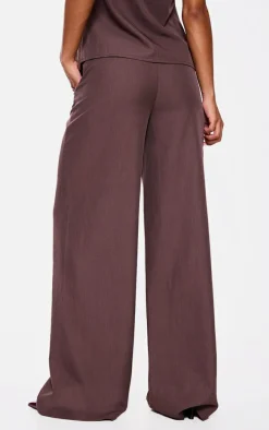Chocolate Woven Straight Leg Pants