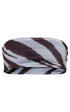 Chocolate Zebra Print Reversible Bandeau Bikini Top