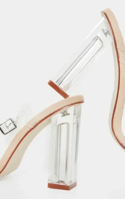 Clear Block Heel Strappy Sandal