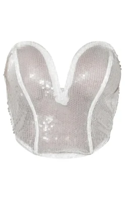 Clear Sheer Sequin Boned Trim Corset
