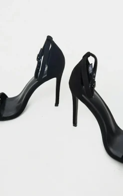 Clover Black Strap Heeled Sandals