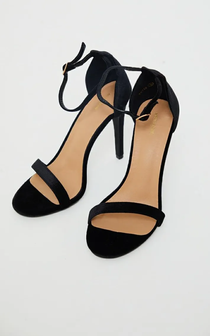 Clover Black Velvet High Heels