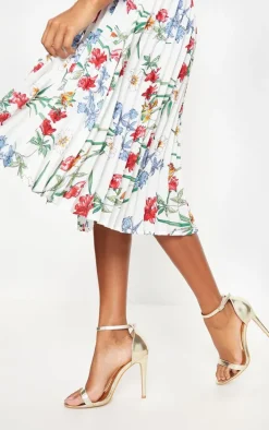 Clover Gold Metallic Heeled Strappy Sandal