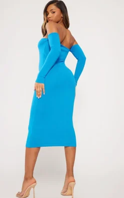 Cobalt Bardot Long Sleeve Knit Maxi Dress