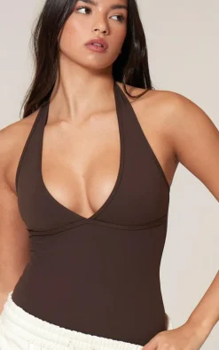 Coffee Contour Halterneck Bodysuit